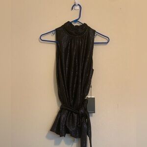 Adrianna Papell Sleeveless high neck shimmer black blouse Size 4 NWT MSRP:$119